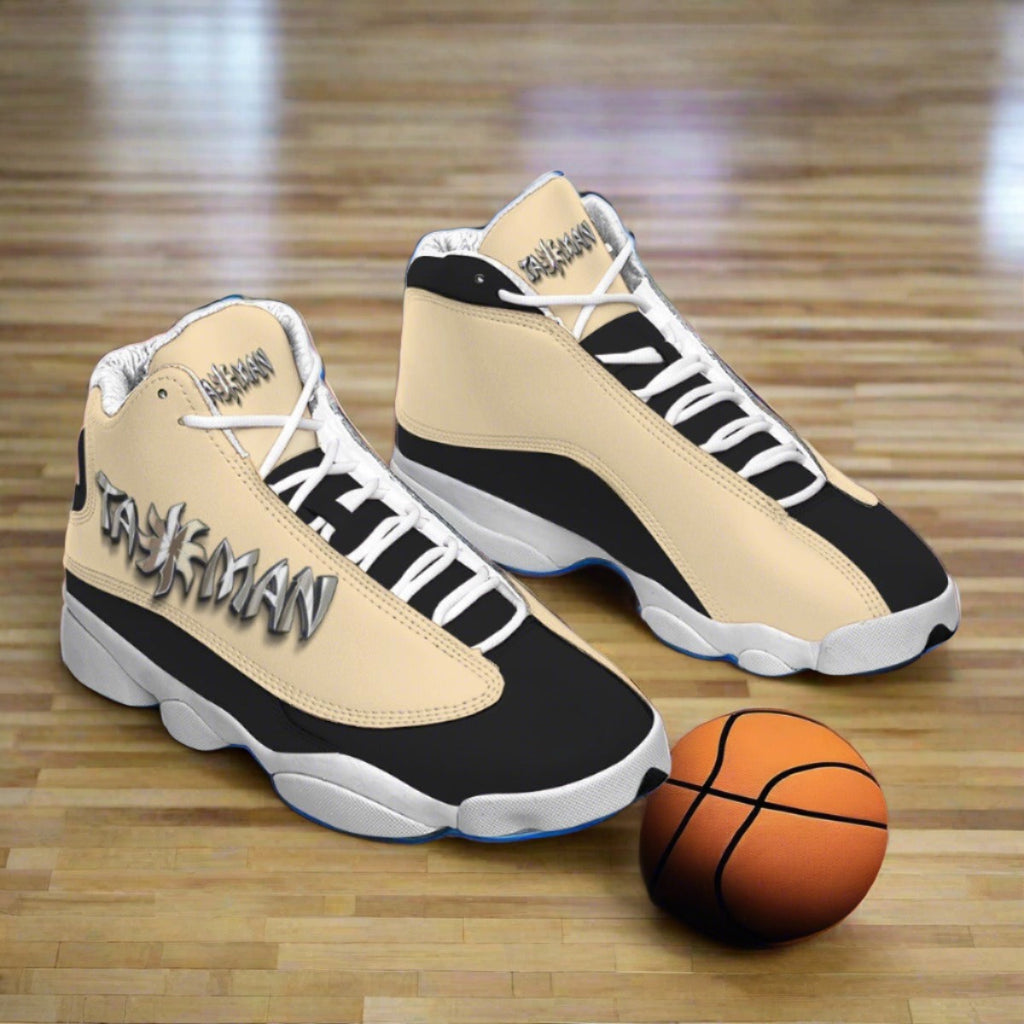 Taxxman Cream and Black Basketball Shoes With Thick Soles