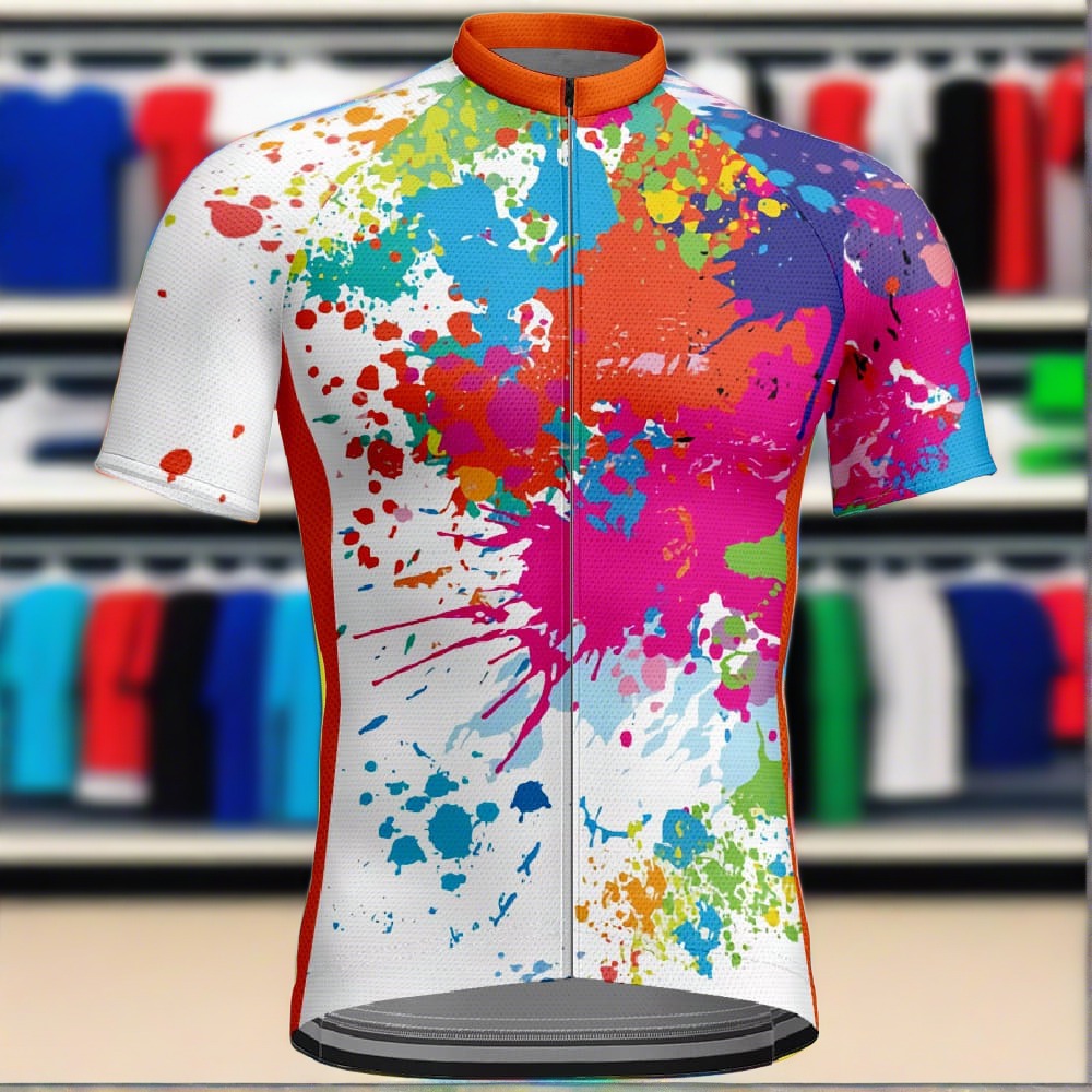 Colorful Paint Pattern Men's Cycling Shirt Jersey Mesh Breathable Activewear