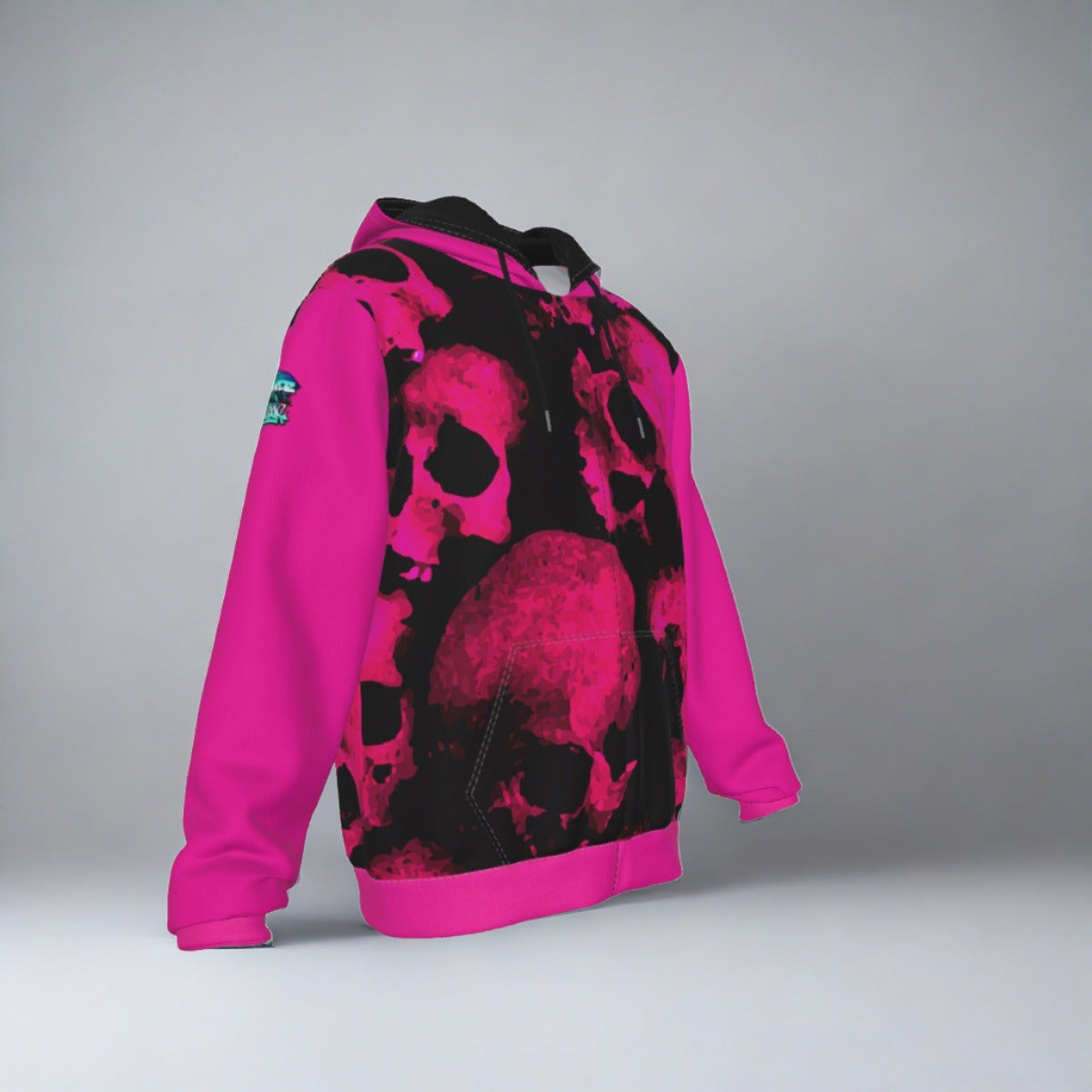 Pink Skulls Zip Up Hoodie – Diamondz OC Gothic Hip-Hop Streetwear
