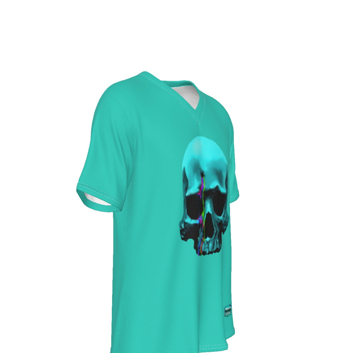 D.O.C. Teal Skull V-Neck T-Shirt
