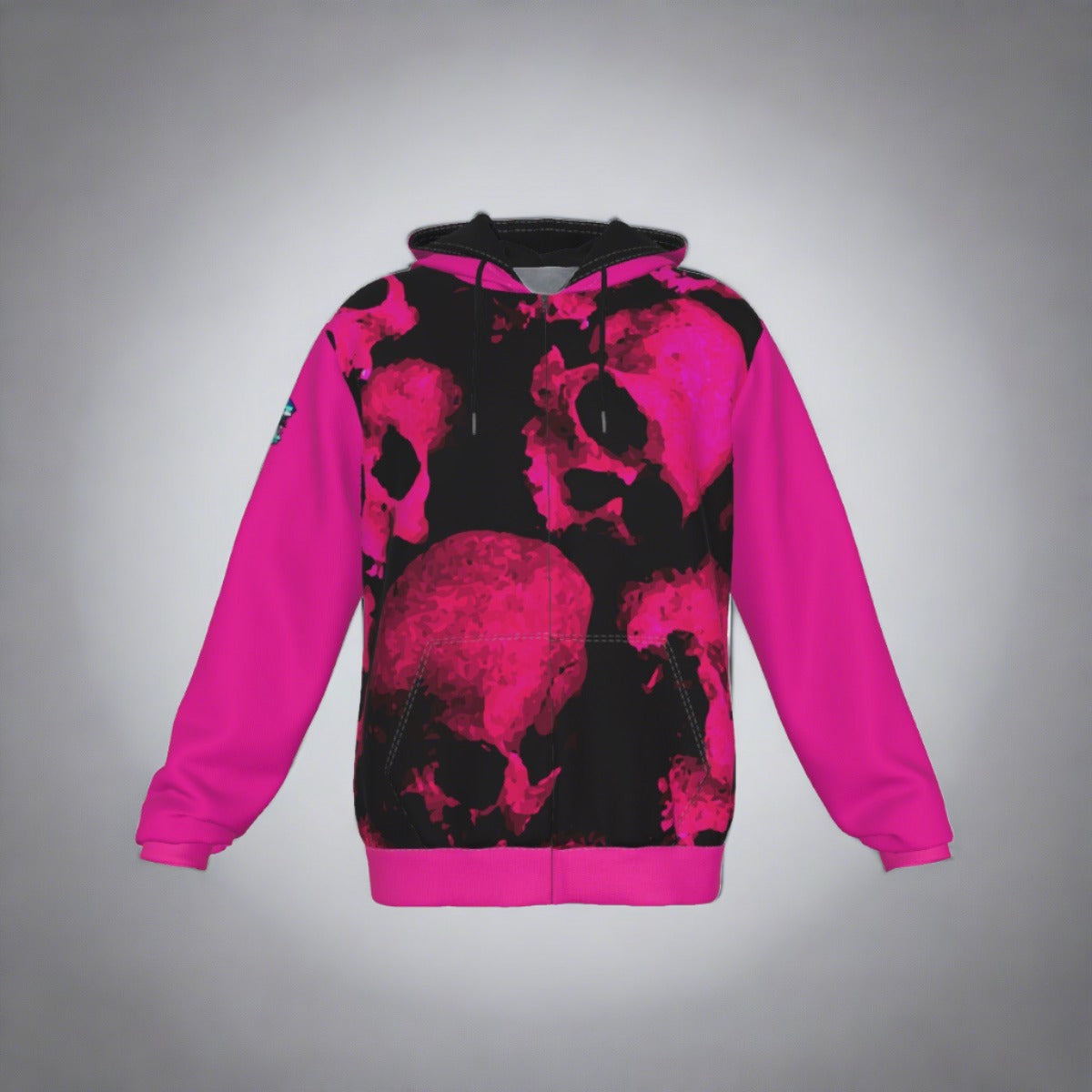 Pink Skulls Zip Up Hoodie – Diamondz OC Gothic Hip-Hop Streetwear
