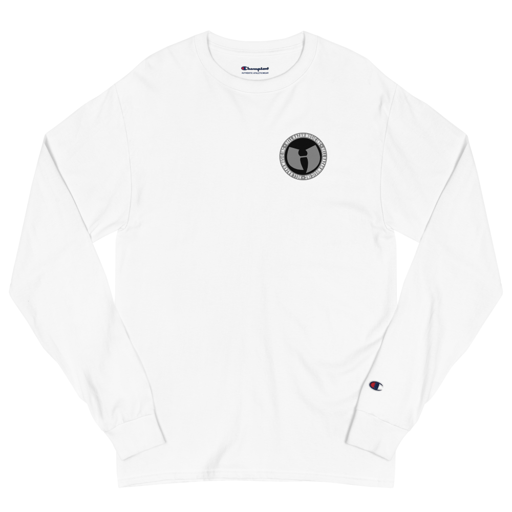 HRMI Gray and Black Logo HellRazah Music Inc. Designer Men's Champion Long Sleeve Shirt HeavenRazah