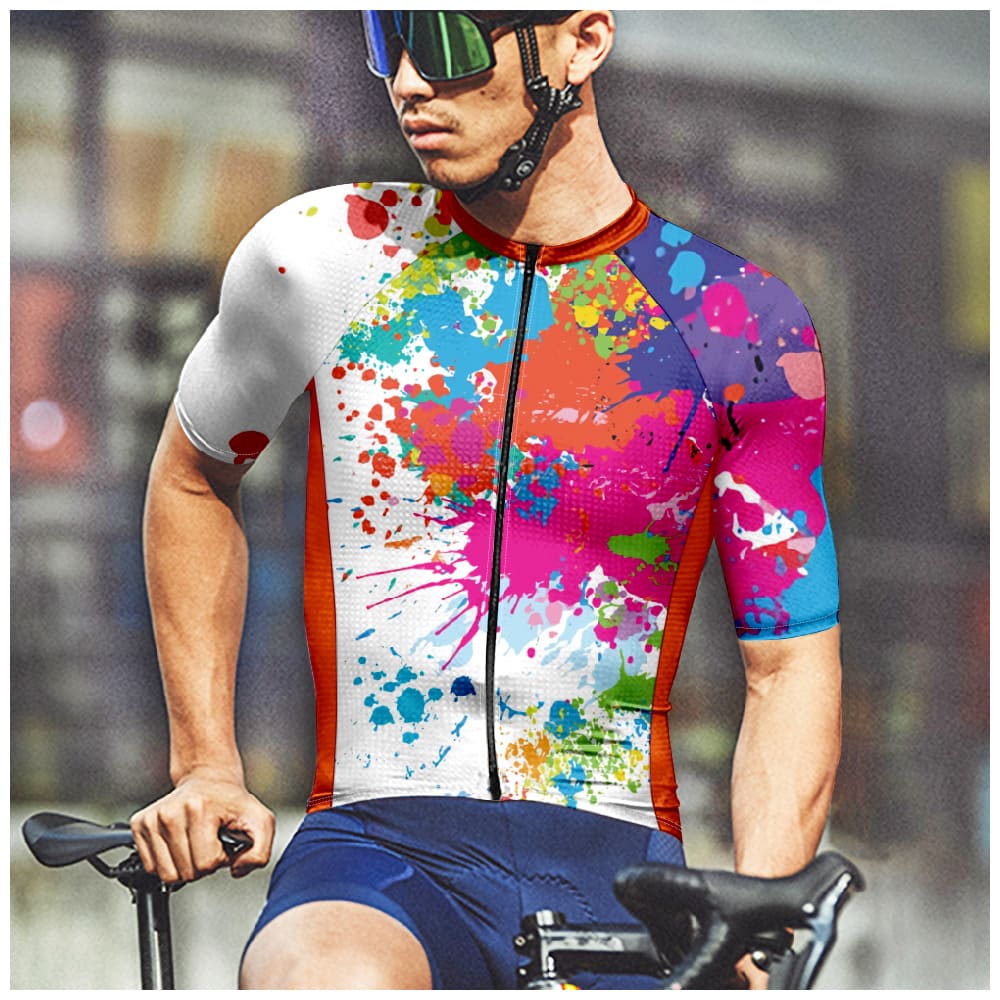Colorful Paint Pattern Men's Cycling Shirt Jersey Mesh Breathable Activewear