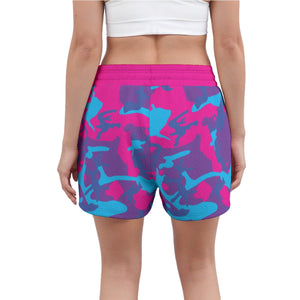 Grape Camo Pink Purple Teal Women's Shorts