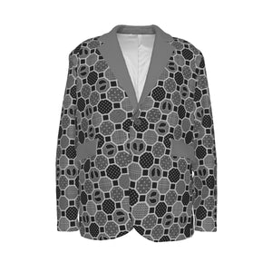 Renaissance Black and Gray Men's Casual Flat Lapel Collar Blazer Jacket