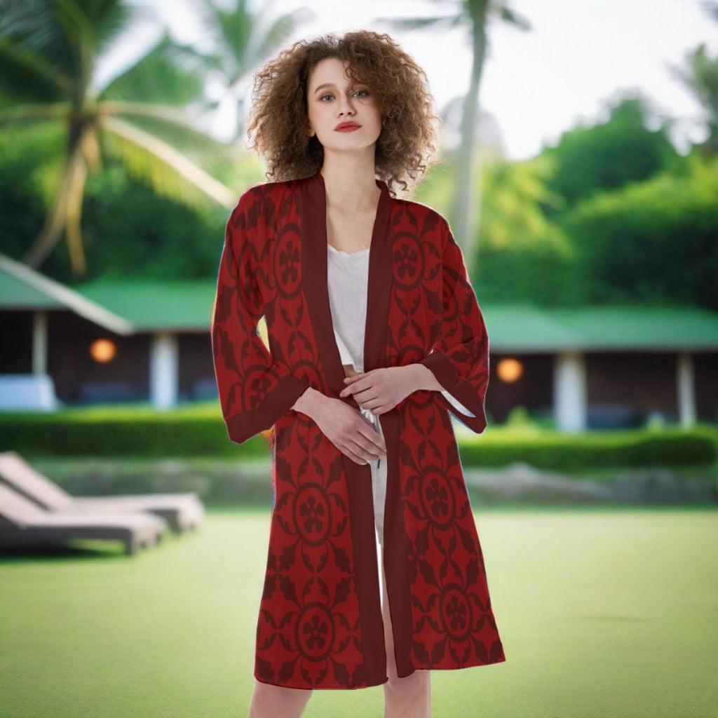 Renaissance Rubiez Women's Satin Kimono Robe