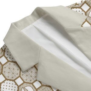 Renaissance Cream Men's Casual Flat Lapel Collar Blazer