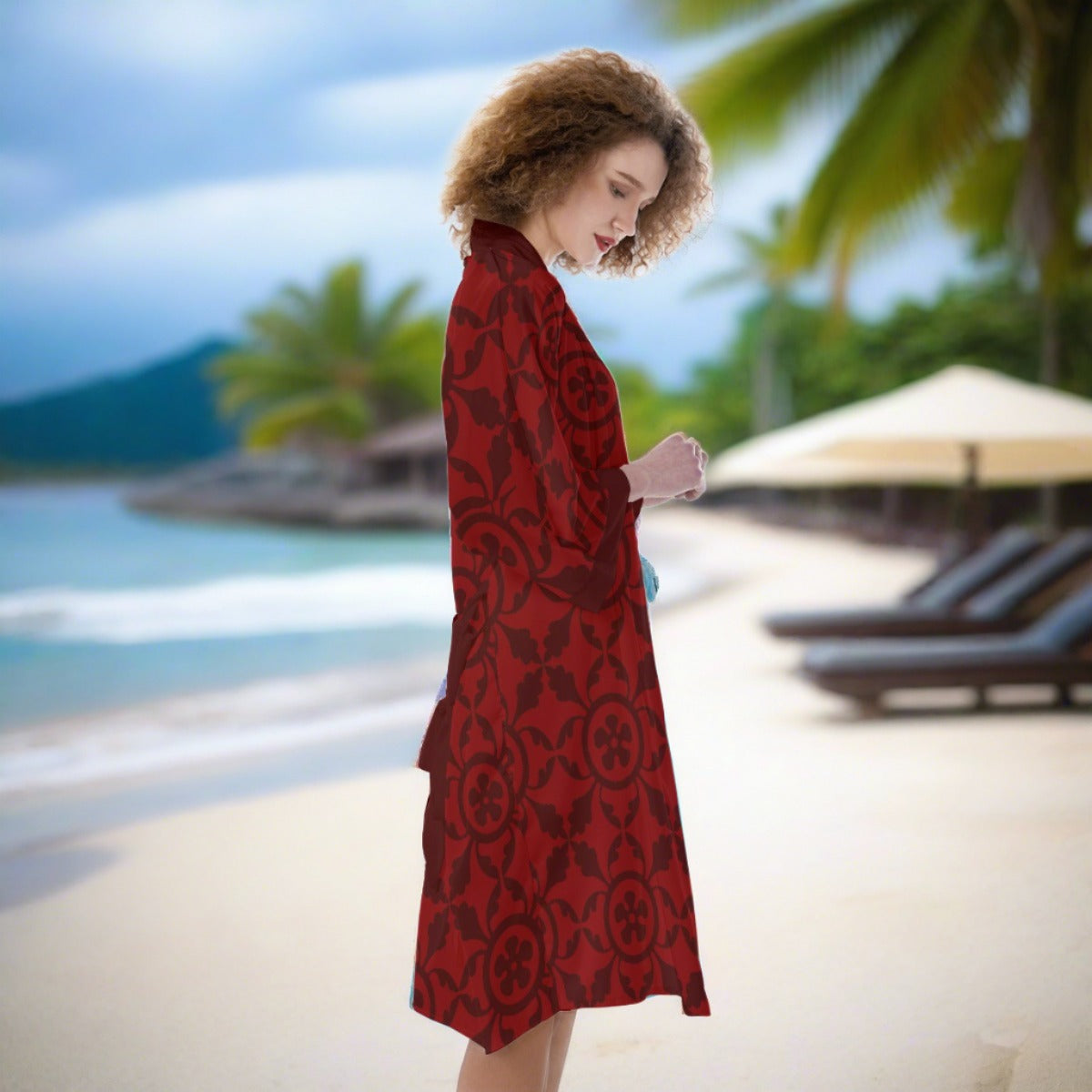 Renaissance Rubiez Women's Satin Kimono Robe