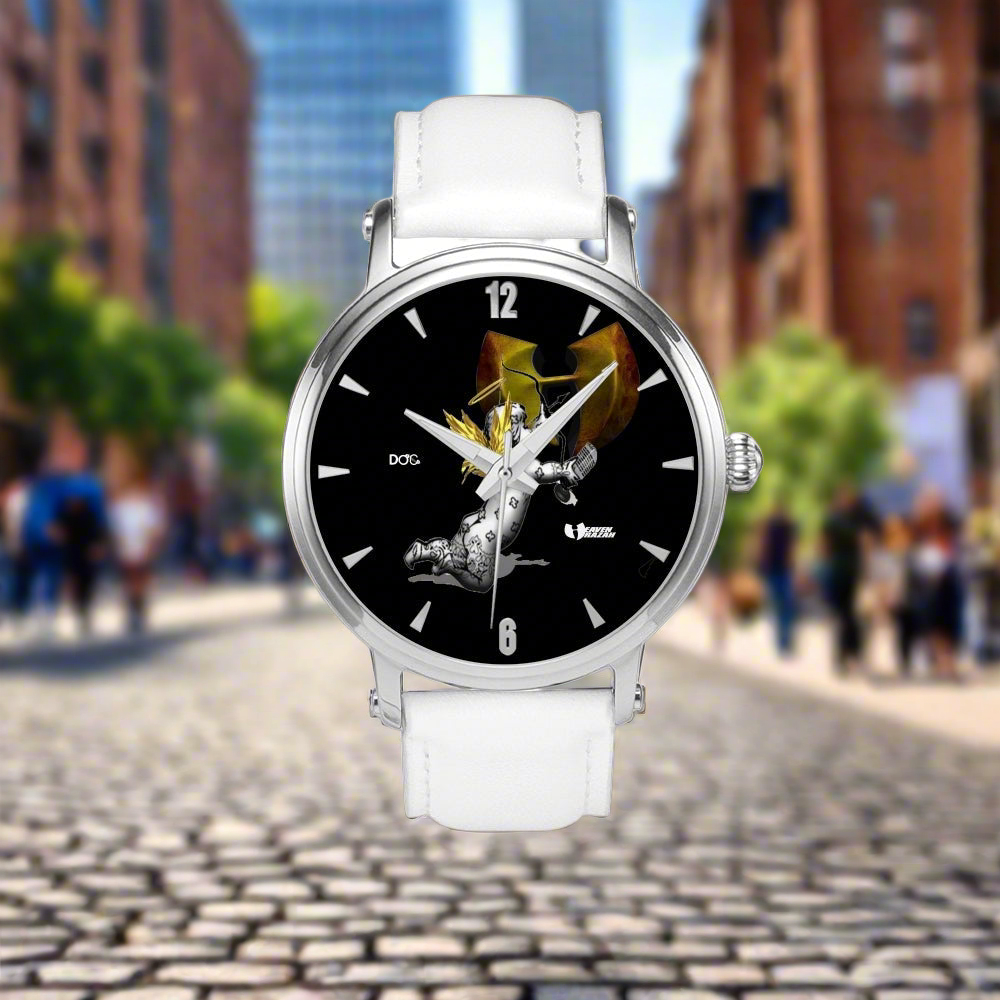 HRMI Cherub Official HellRazah Music Inc Designer Mens Watch Leather Band HeavenRazah Merch Graphics by SmuveMassBeatz