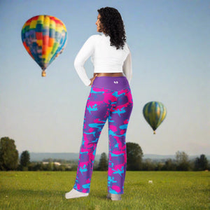 Grape Camo Pink Teal Purple Flare Leggings Eco-Friendly