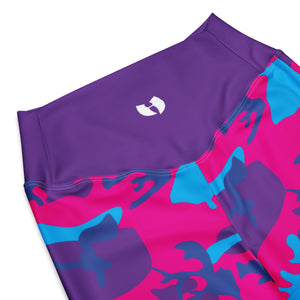Grape Camo Pink Teal Purple Flare Leggings Eco-Friendly