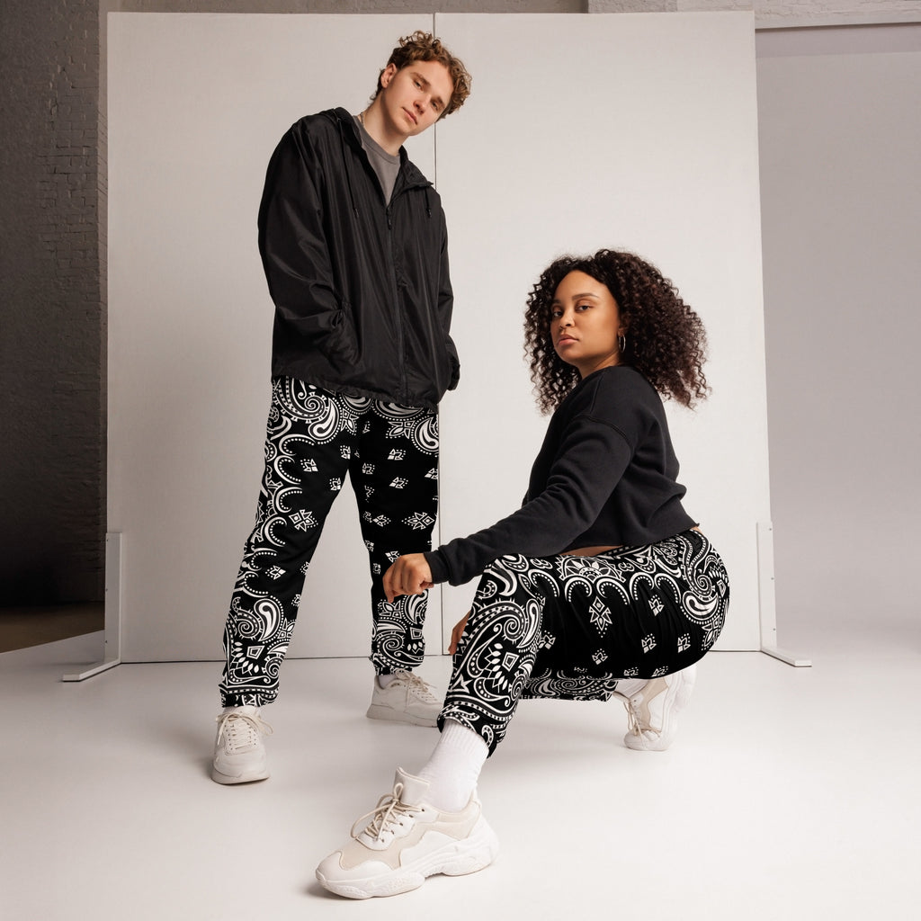 Black Paisley Bandana Unisex Track Pants