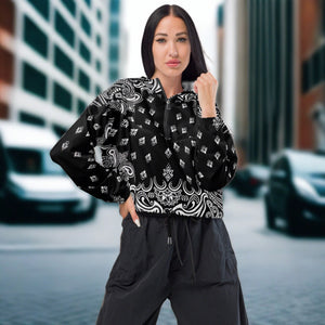 Black Paisley Bandana Women’s cropped windbreaker