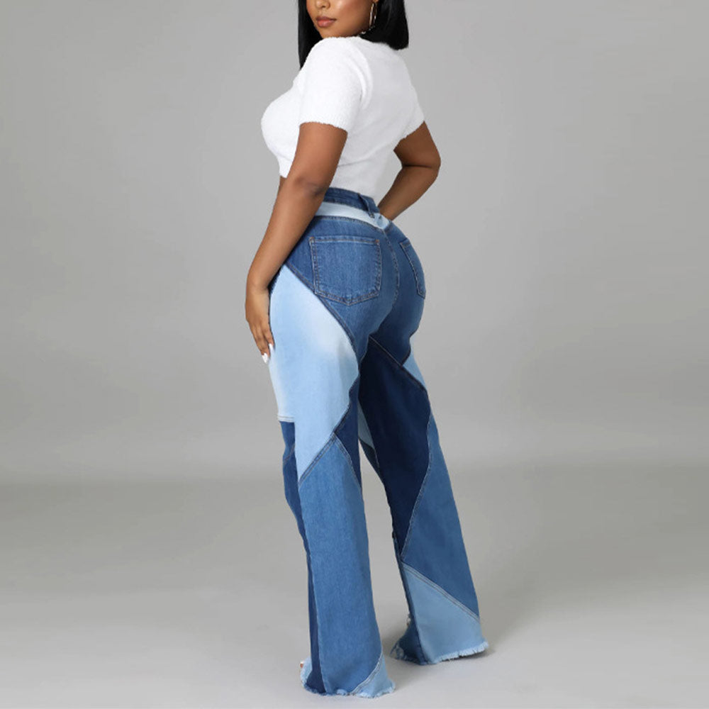 Women's Jeans Crossed Colour Denim Pants High Waist Tight Hip Style