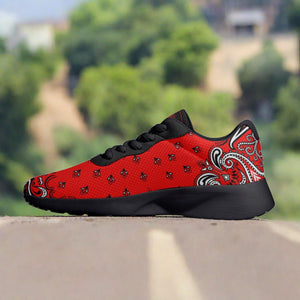 Red Bandana Mesh Running Shoes - Black