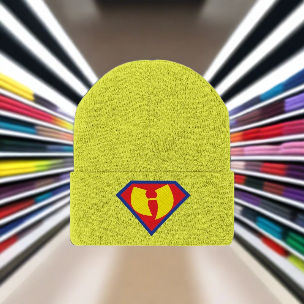 Black Superman Embroidered Knit Beanie