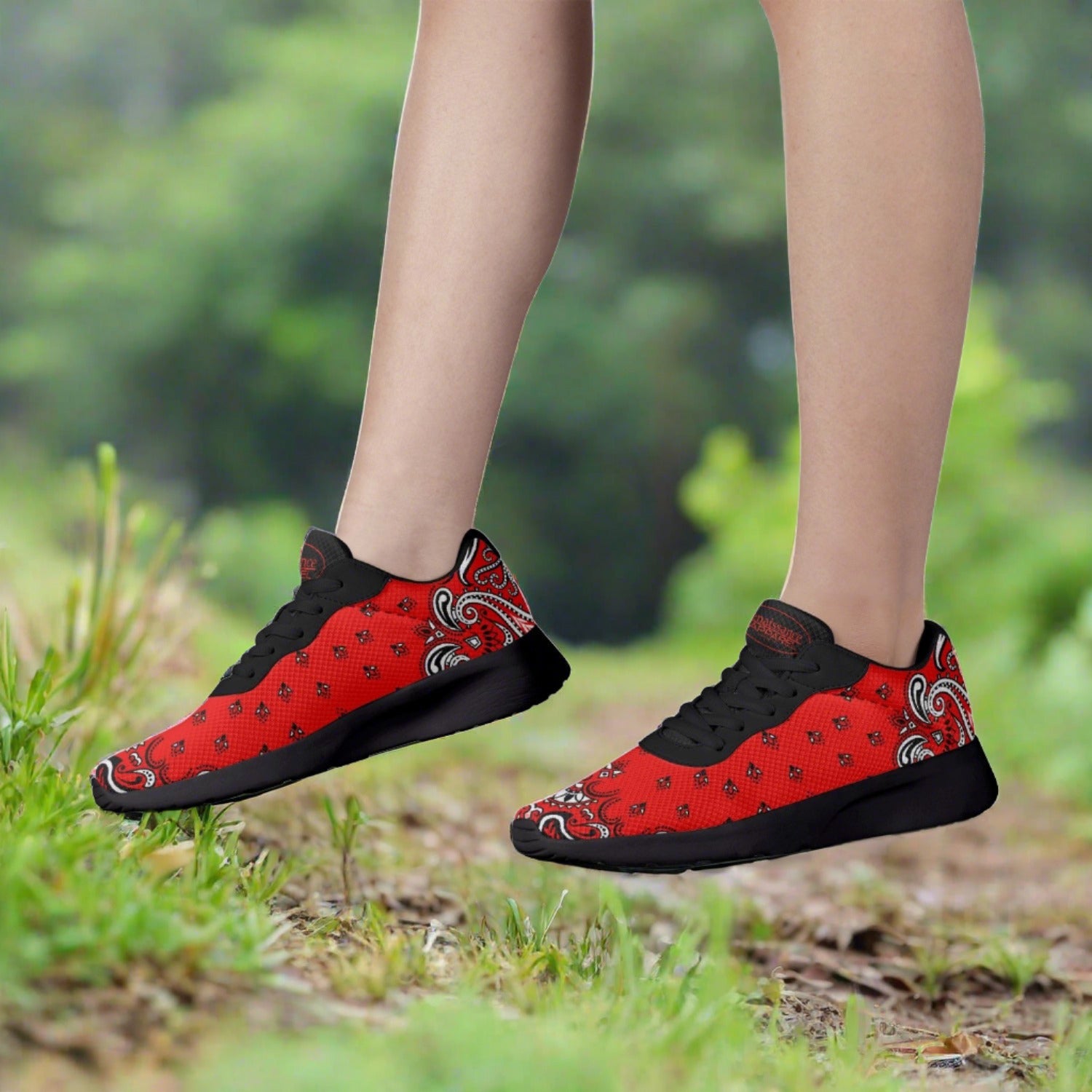Red Bandana Mesh Running Shoes - Black