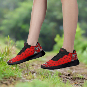 Red Bandana Mesh Running Shoes - Black