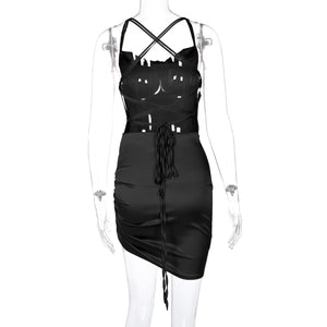 Women's Back Cutout Sexy Sling Dress Mini Dress
