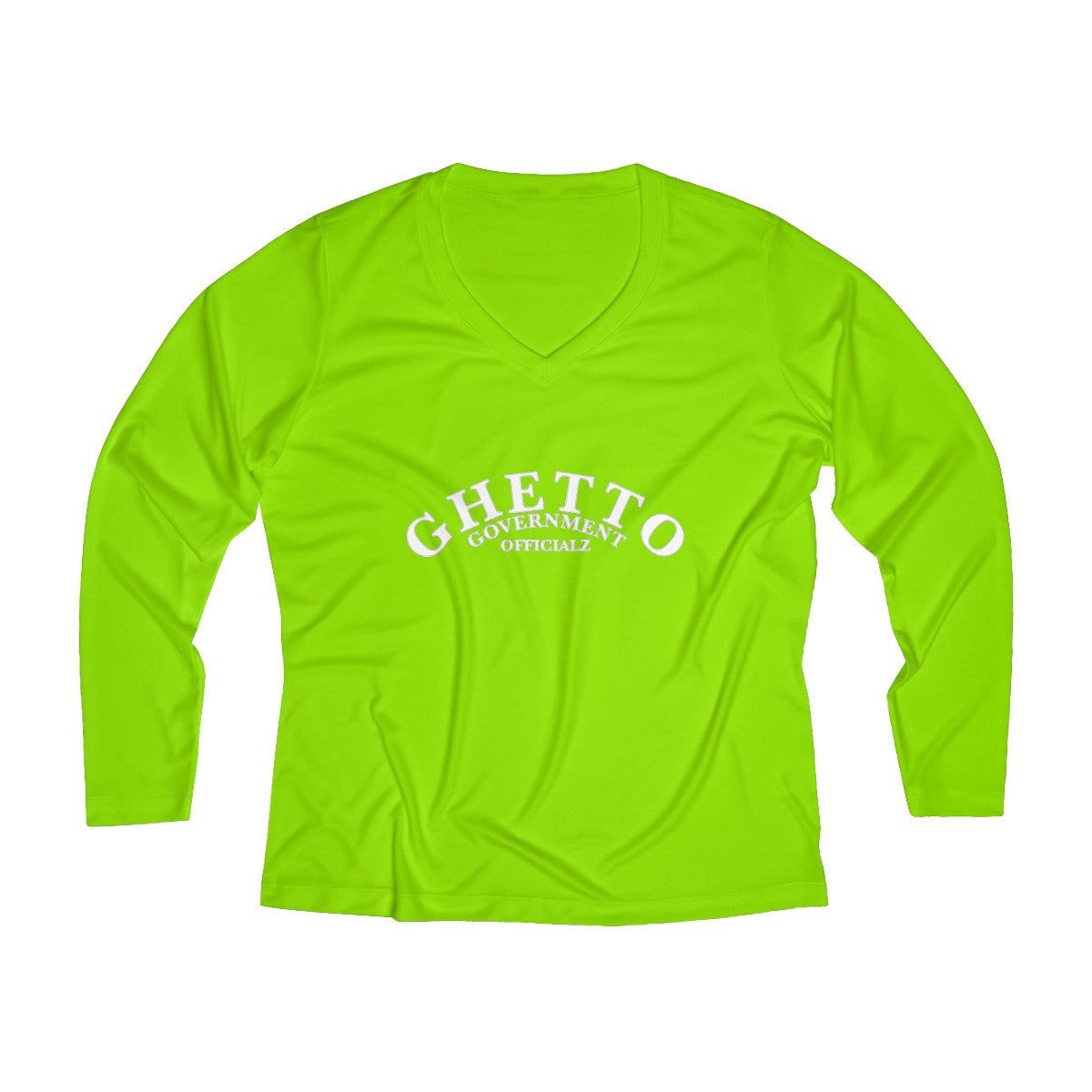 Ghetto Gov't Officialz Designer Logo Women's Long Sleeve Performance V-neck Tee HeavenRazah / Hell Razah