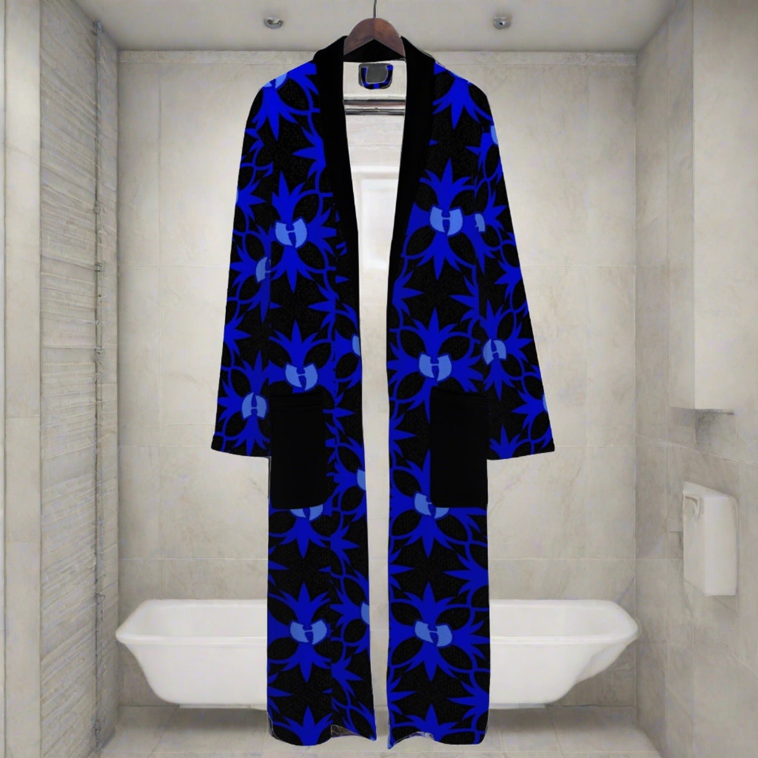 Renaissance Apparel Blue Azure Men’s Loose-fitting Bathrobe