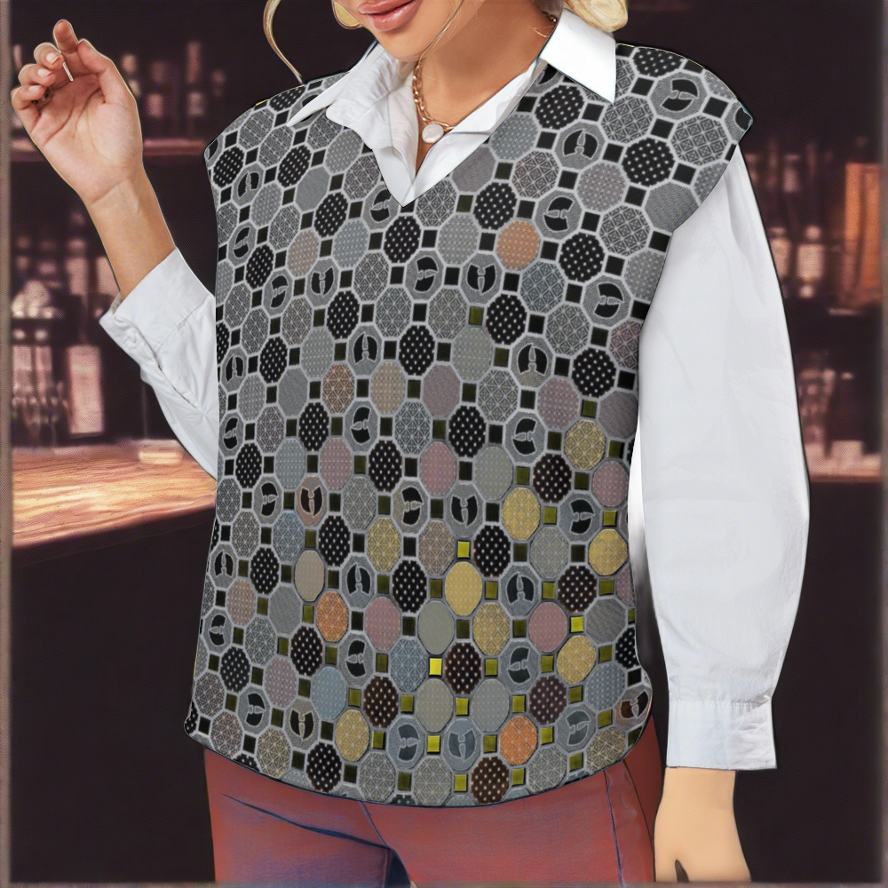 Renaissance Charcoal Woman's V-Neck Sleeveless Sweater Vest
