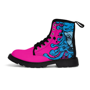 HRMI Pink Hydra Designer Doc Martin Style Women's Canvas Boots Limited Edition HellRazah Music Inc. Kicks