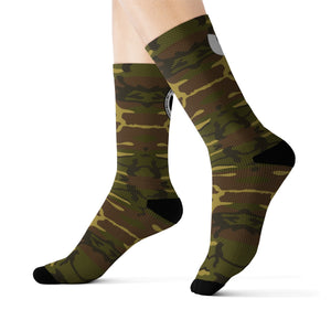 HRMI Army Camo Logo Designer Socks Official HeavenRazah Merch - Hell Razah Music Inc.