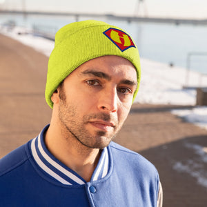 Black Superman Embroidered Knit Beanie