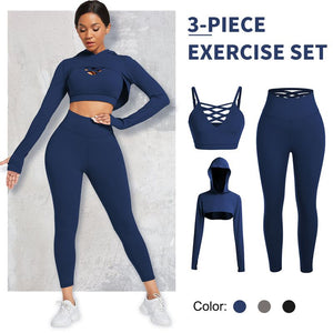 Hooded Crossover Underwear Yoga Suit