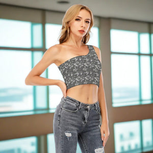 Snow Camo Women's One-Shoulder Cropped Top