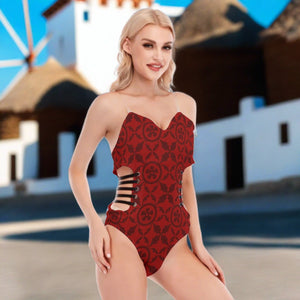 Goddess Women's Tube Top Bodysuit With Side Black Straps