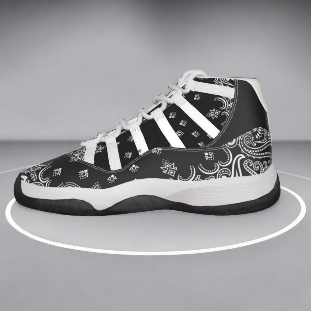 HRMI Black Bandana Men's High Top Basketball Shoes