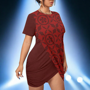 Renaissance Women’s Stacked Hem Dress With Short Sleeve (Plus Size）
