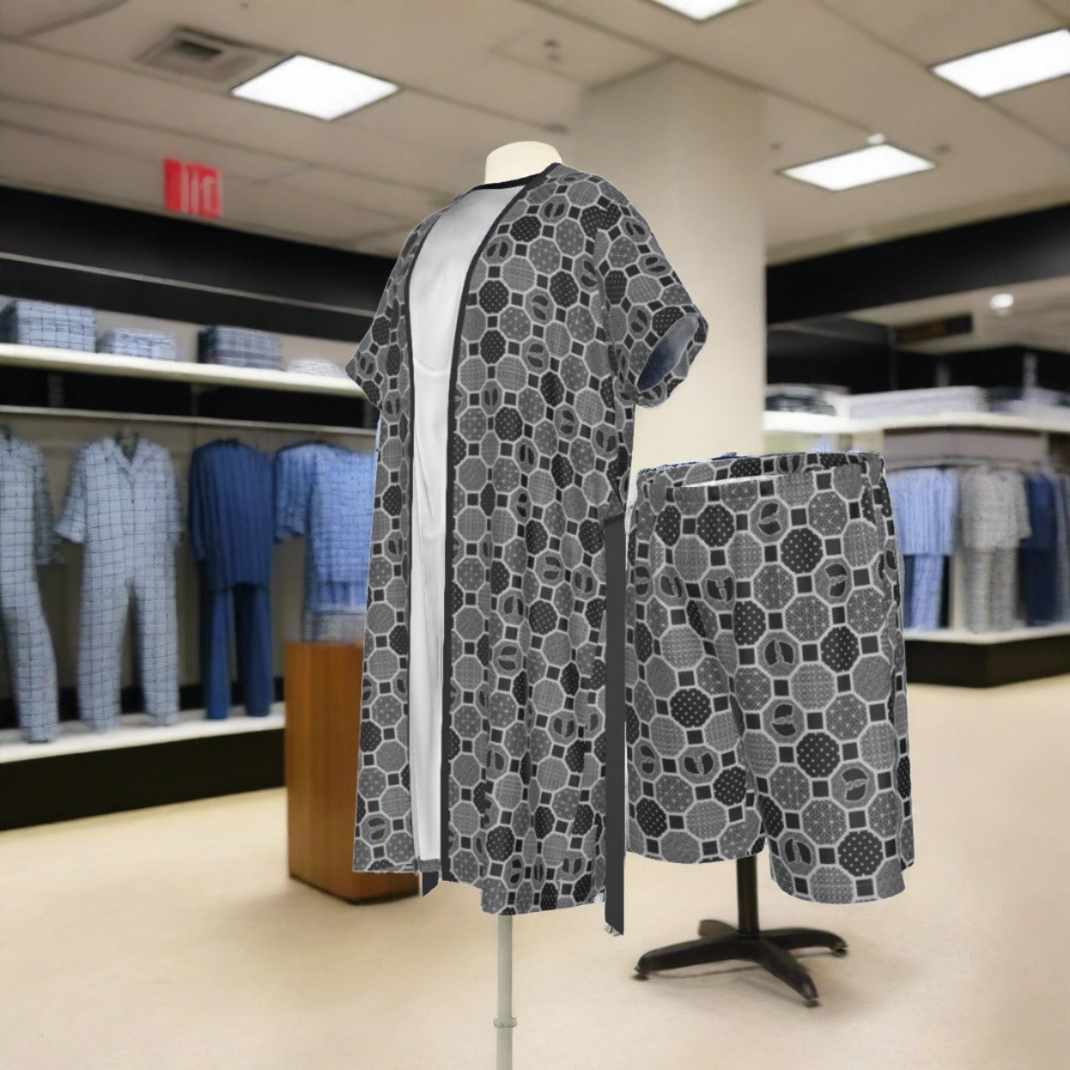 Renaissance Charcoal Men's Collarless Silk Pajamas Suit