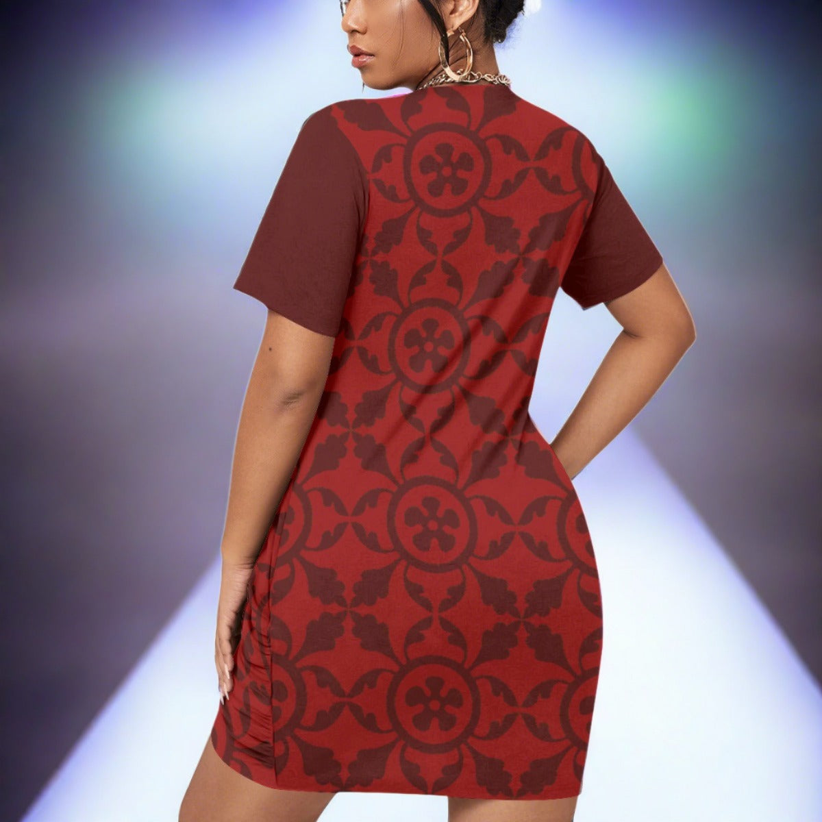 Renaissance Women’s Stacked Hem Dress With Short Sleeve (Plus Size）