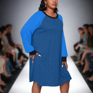 Blue Renaissance Women's Dress With Raglan Sleeve (Plus Size)
