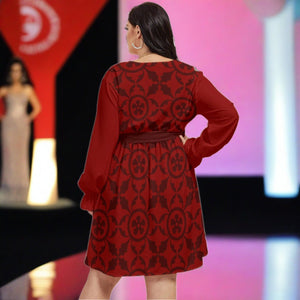 Renaissance Women's V-neck Dress With Waistband (Plus Size)