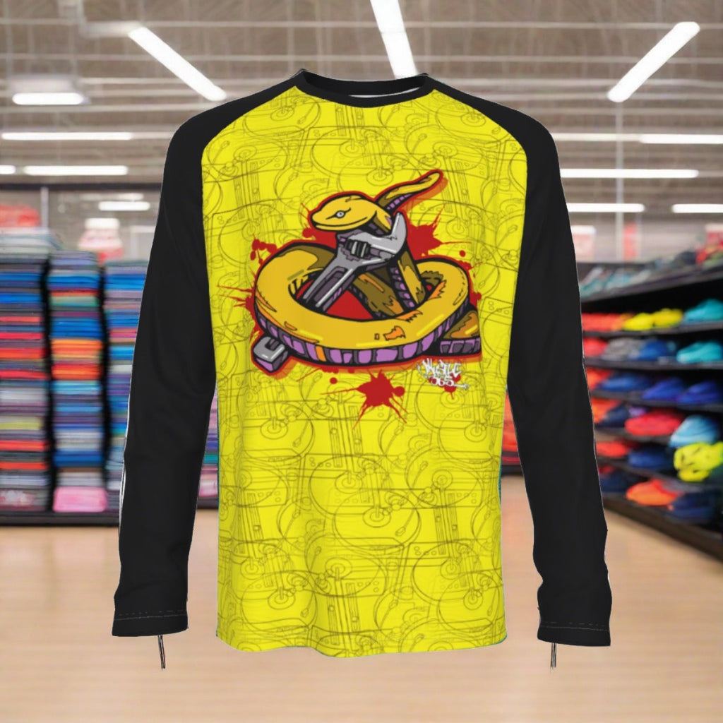 Snakes Get Wrenched Long Sleeve Cotton Tee With Raglan Sleeve