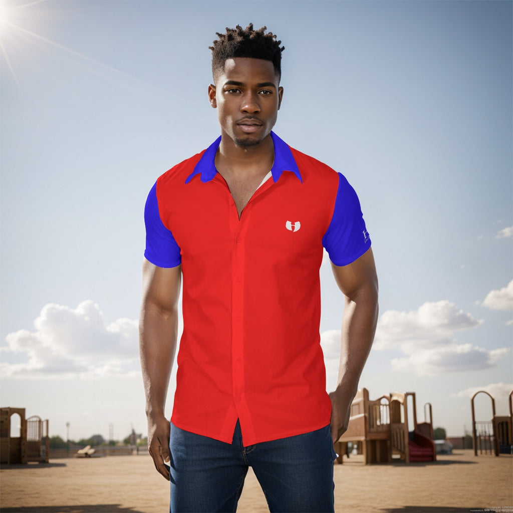 HRMI Black Superman Collared Button Placket Men's Shirt