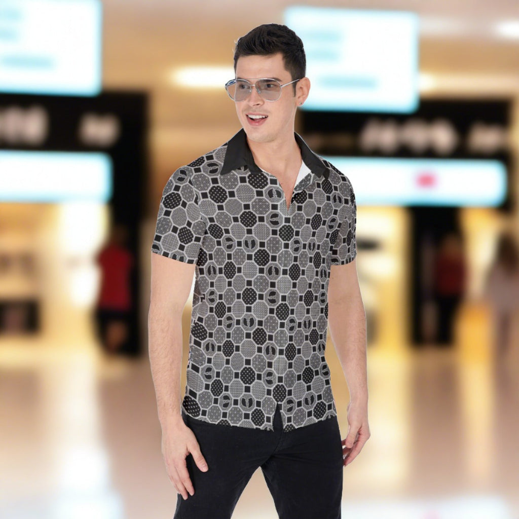 Renaissance Charcoal Men's Button Up Collared Shirt