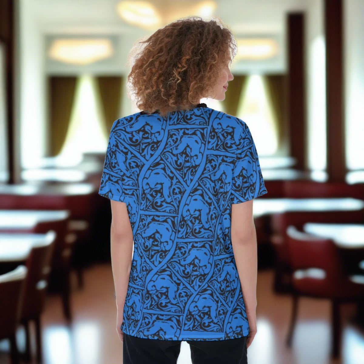 Blue Renaissance V-Neck String Short Sleeve Shirt