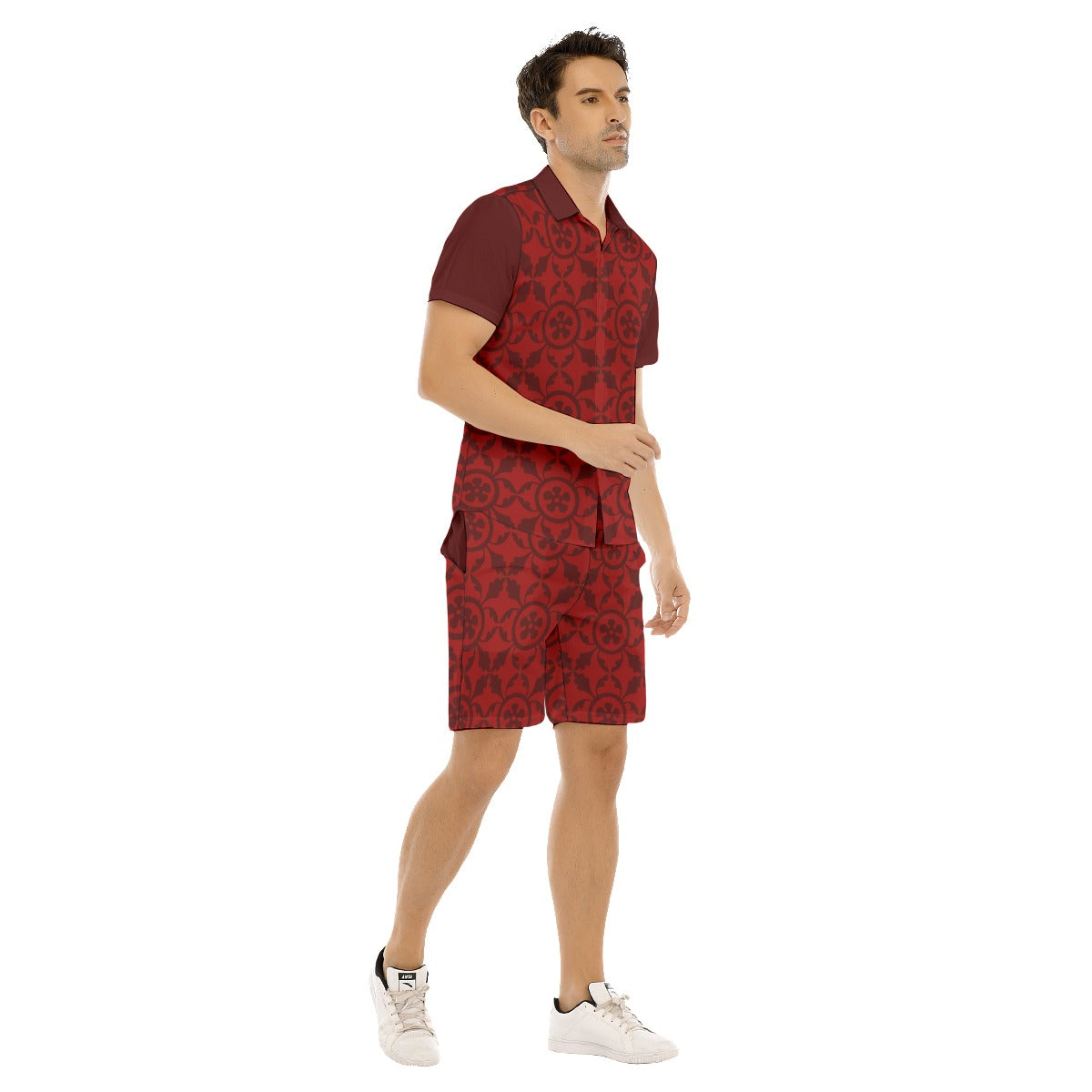 Renaissance Rubiez Short Sleeve Collered Shirt and Shorts Set