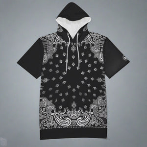 HRMI Black Bandana Men's Short Sleeve Hoodie T-Shirt | Cotton