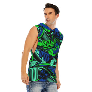 Sea-Green Style Men’s Hooded Tank Top