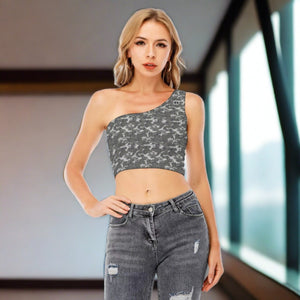 Snow Camo Women's One-Shoulder Cropped Top