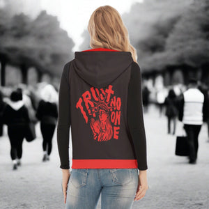 Trust No One Women's Sleeveless Zip Up Hoodie