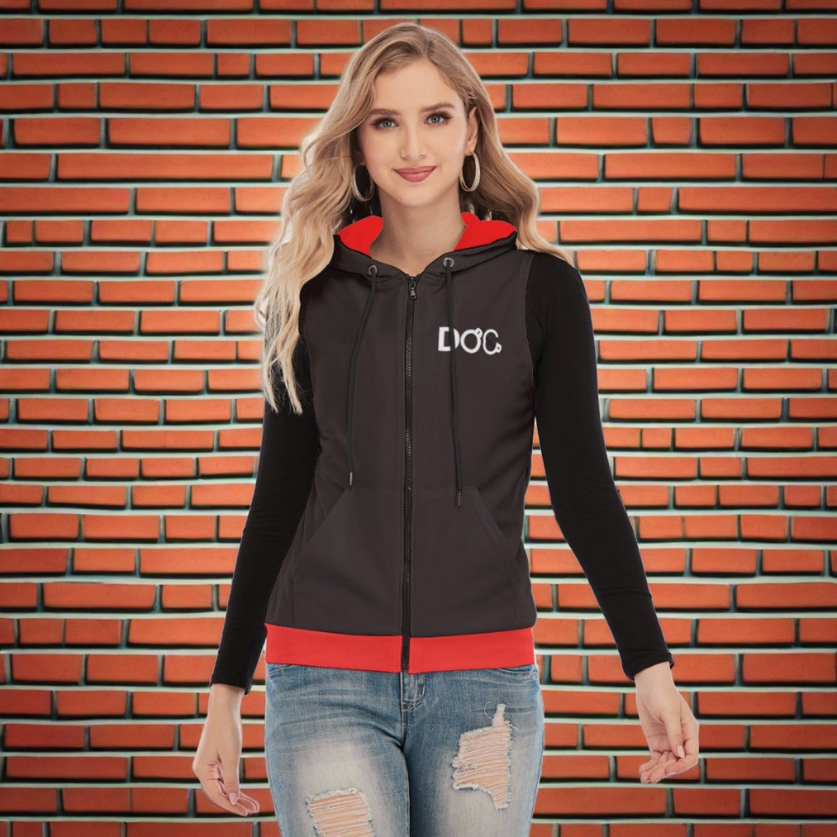 Trust No One Women's Sleeveless Zip Up Hoodie