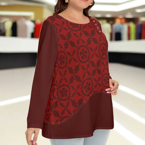 Renaissance Women’s O-Neck T-shirt With Decorative Buttons (Plus Size)
