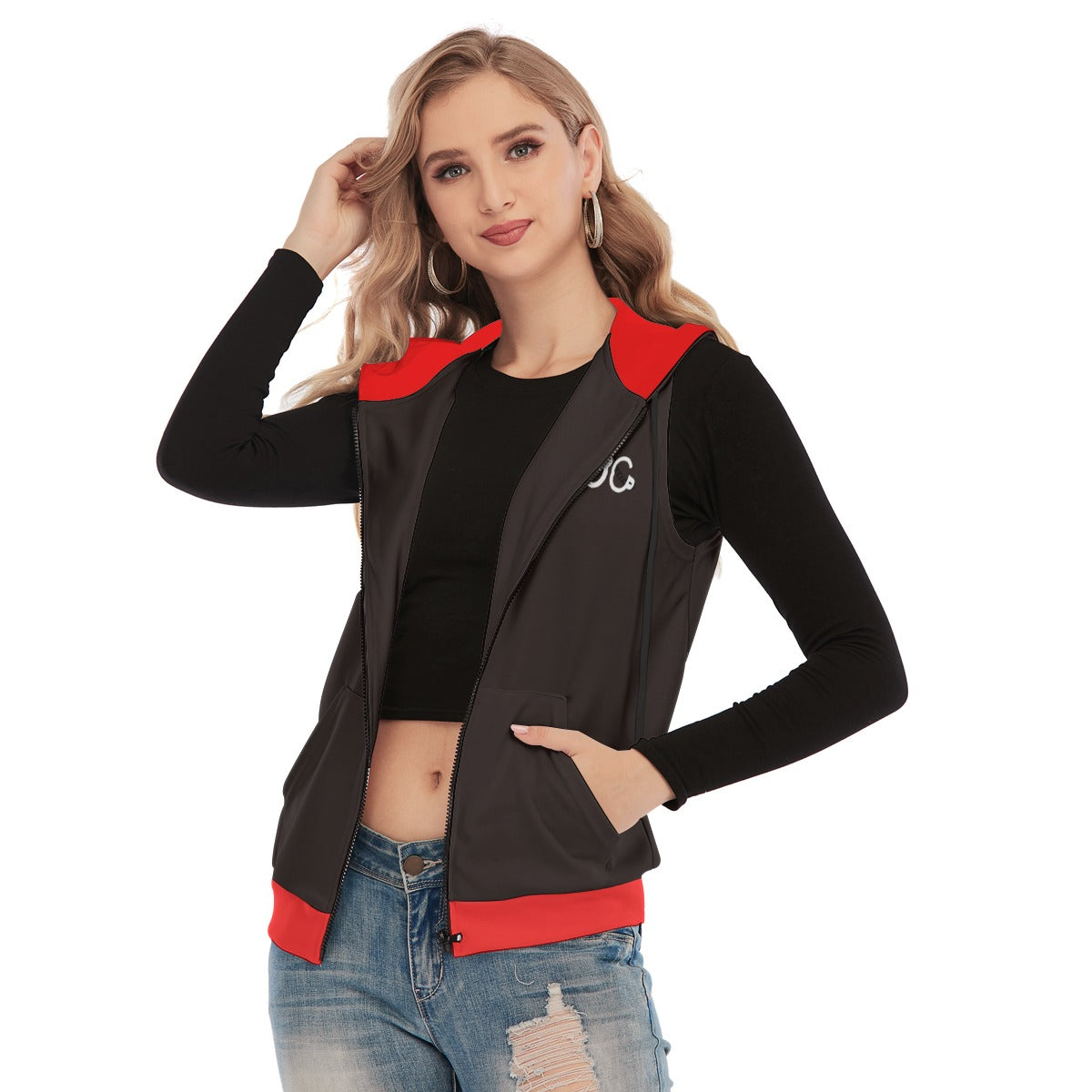 Trust No One Women's Sleeveless Zip Up Hoodie